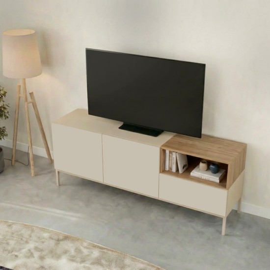 Έπιπλο τηλεόρασης Cailin  χρώμα sandstone - sepet oak 140x41,8x55εκ.