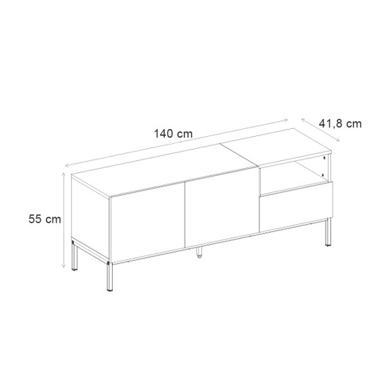 Έπιπλο τηλεόρασης Cailin  χρώμα sandstone - sepet oak 140x41,8x55εκ.
