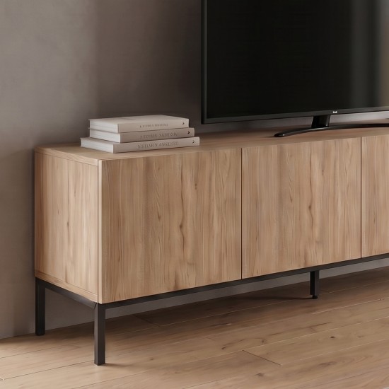 Έπιπλο τηλεόρασης Cailin  χρώμα sepet oak - black wood 180x41,8x55εκ.