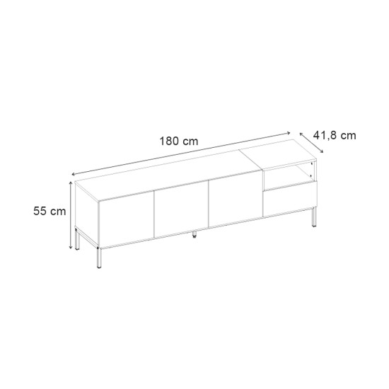 Έπιπλο τηλεόρασης Cailin  χρώμα sepet oak - black wood 180x41,8x55εκ.