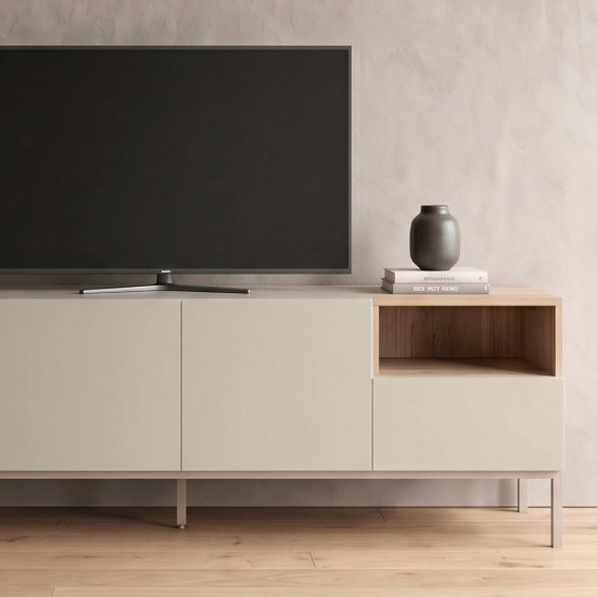 Έπιπλο τηλεόρασης Cailin  χρώμα sandstone - sepet oak 180x41,8x55εκ.