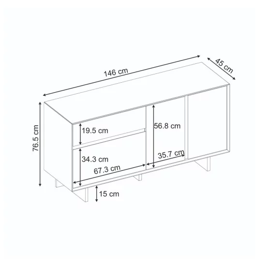 Μπουφές Capri  χρώμα καρυδί milano 146x45x76,5εκ.