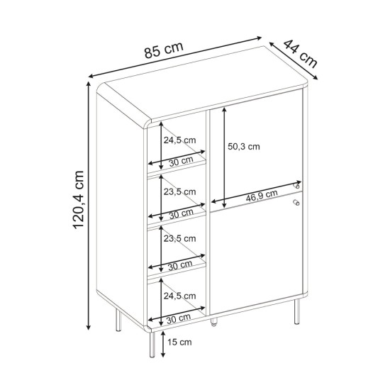 Μπουφές Colia  χρώμα sepet oak 85x44x120,4εκ.