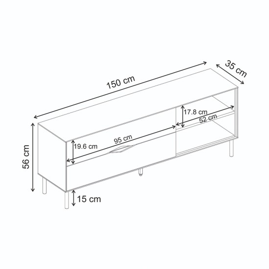 Έπιπλο τηλεόρασης Marquise  χρώμα sandstone 150x35x56εκ.