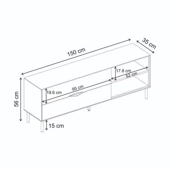 Έπιπλο τηλεόρασης Marquise  χρώμα sandstone 150x35x56εκ.