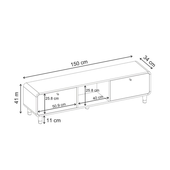 Έπιπλο τηλεόρασης Doro  χρώμα sepet oak 150x34x41εκ.