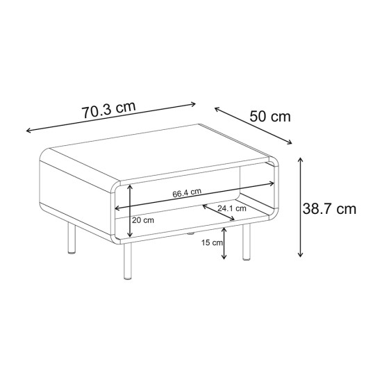Τραπεζάκι σαλονιού Draen  χρώμα sepet oak 70,3x50x38,7εκ.