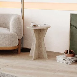 Τραπεζάκι βοηθητικό Lisa  χρώμα travertine Ø40x51,8εκ.