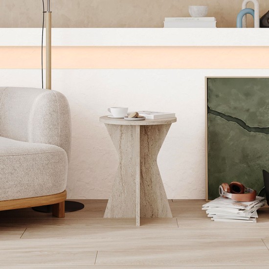 Τραπεζάκι βοηθητικό Lisa  χρώμα travertine Ø40x51,8εκ.