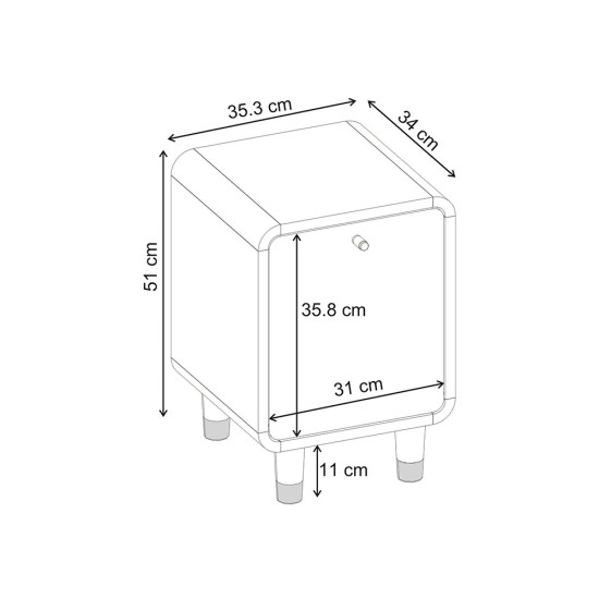 Κομοδίνο Doro  χρώμα sepet oak 35,3x34x51εκ.