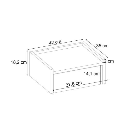 Κομοδίνο επιτοίχιο Brisa  χρώμα καρυδί Ud 42x35x18,2εκ.