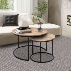 Τραπεζάκια σαλονιού Gary  Mdf - μεταλλικό χρώμα ακακίας 65x65x44εκ.