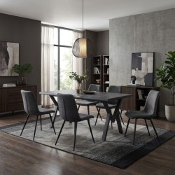 Τραπέζι Walter  Mdf - μεταλλικό χρώμα σκούρο γκρι σκυροδέματος 160x80x75εκ.