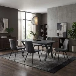 Τραπέζι Walter  Mdf - μεταλλικό χρώμα σκούρο γκρι σκυροδέματος 160x80x75εκ.