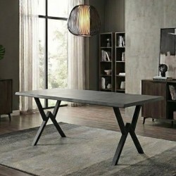 Τραπέζι Walter  Mdf - μεταλλικό χρώμα σκούρο γκρι σκυροδέματος 200x100x75εκ.