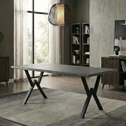 Τραπέζι Walter  Mdf - μεταλλικό χρώμα σκούρο γκρι σκυροδέματος 200x100x75εκ.