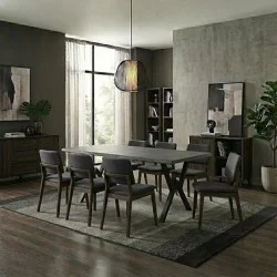 Τραπέζι Walter  Mdf - μεταλλικό χρώμα σκούρο γκρι σκυροδέματος 200x100x75εκ.