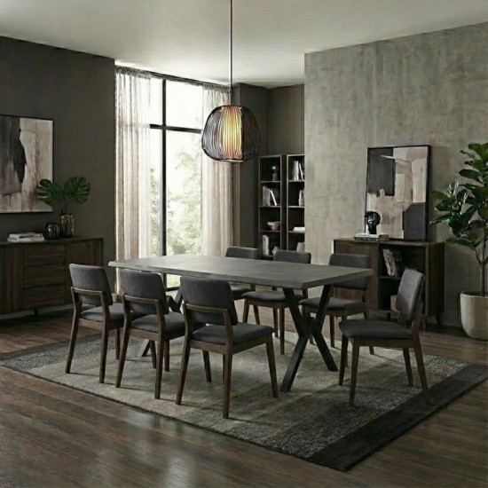 Τραπέζι Walter  Mdf - μεταλλικό χρώμα σκούρο γκρι σκυροδέματος 200x100x75εκ.