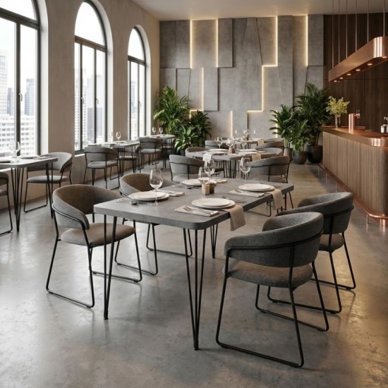 Τραπέζι Roger  Mdf - μεταλλικό χρώμα σκούρο γκρι σκυροδέματος 120x70x75εκ.