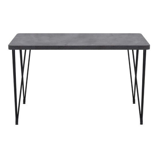 Τραπέζι Roger  Mdf - μεταλλικό χρώμα σκούρο γκρι σκυροδέματος 120x70x75εκ.