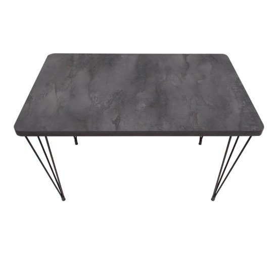 Τραπέζι Roger  Mdf - μεταλλικό χρώμα σκούρο γκρι σκυροδέματος 120x70x75εκ.