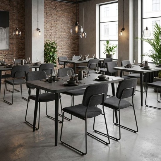 Τραπέζι Levico  Mdf - μεταλλικό χρώμα σκούρο γκρι σκυροδέματος 120x70x75εκ.