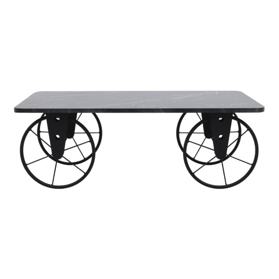 Τραπεζάκι σαλονιού Jemmy  Mdf - μεταλλικό χρώμα μαύρο εφέ μαρμάρου 90x55x33εκ.