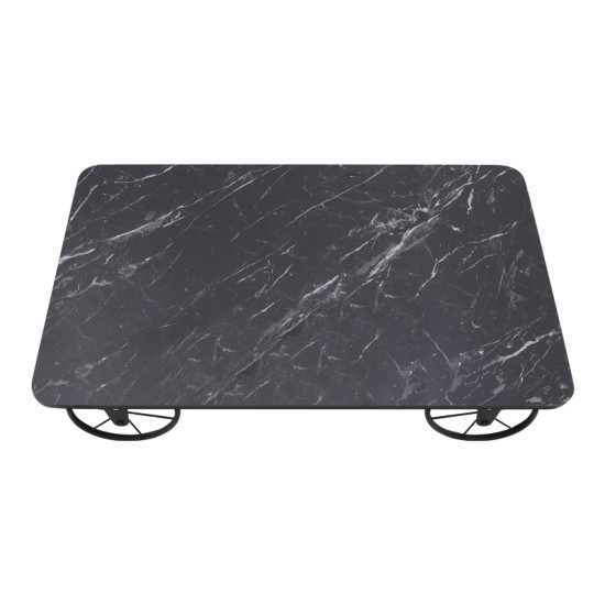 Τραπεζάκι σαλονιού Jemmy  Mdf - μεταλλικό χρώμα μαύρο εφέ μαρμάρου 90x55x33εκ.