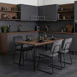 Τραπέζι Levico  Mdf - μεταλλικό χρώμα καπνιστή καρυδιά 130x75x75εκ.