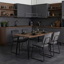 Τραπέζι Levico  Mdf - μεταλλικό χρώμα καπνιστή καρυδιά 130x75x75εκ.