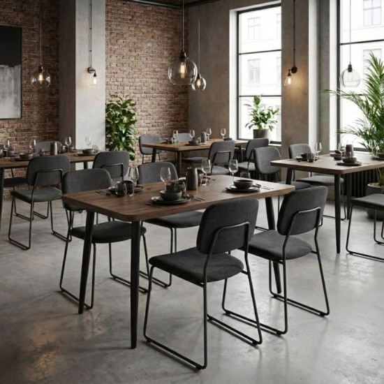 Τραπέζι Levico  Mdf - μεταλλικό χρώμα καπνιστή καρυδιά 130x75x75εκ.