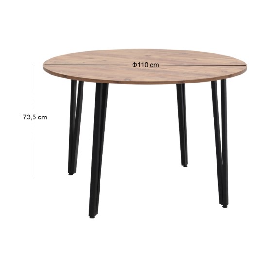 Τραπέζι Zeno  χρώμα ακακίας Ø110x73,5εκ.