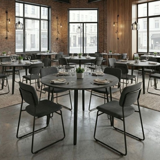 Τραπέζι Zeno  χρώμα σκούρο γκρι σκυροδέματος Ø110x73,5εκ.