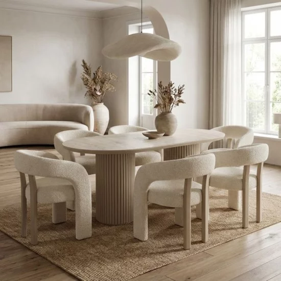 Τραπέζι Hazar  Mdf χρώμα travertine - sandstone 180x90x77εκ.