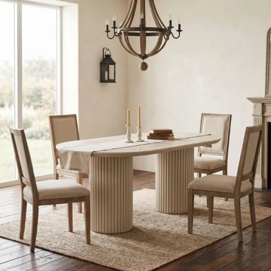 Τραπέζι Hazar  Mdf χρώμα travertine - sandstone 180x90x77εκ.