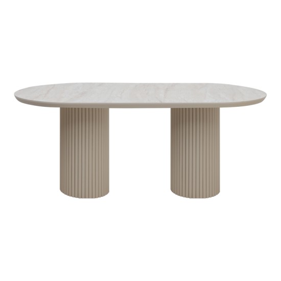 Τραπέζι Hazar  Mdf χρώμα travertine - sandstone 180x90x77εκ.