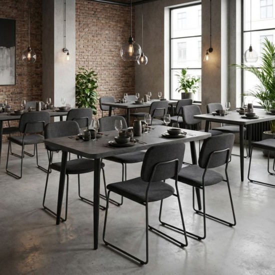 Τραπέζι Levico  Mdf - μεταλλικό χρώμα σκούρο γκρι σκυροδέματος 130x70x75εκ.