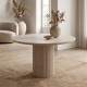 Τραπέζι Hazar  Mdf χρώμα travertine - sandstone Ø119,5x76εκ.