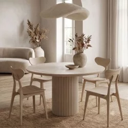 Τραπέζι Hazar  Mdf χρώμα travertine - sandstone Ø119,5x76εκ.