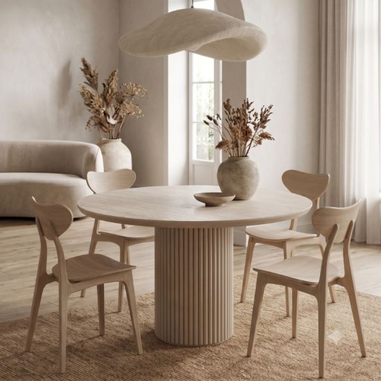 Τραπέζι Hazar  Mdf χρώμα travertine - sandstone Ø119,5x76εκ.