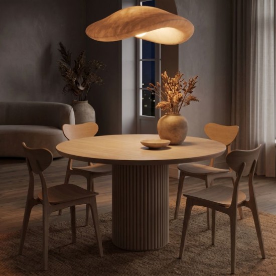 Τραπέζι Hazar  Mdf χρώμα travertine - sandstone Ø119,5x76εκ.