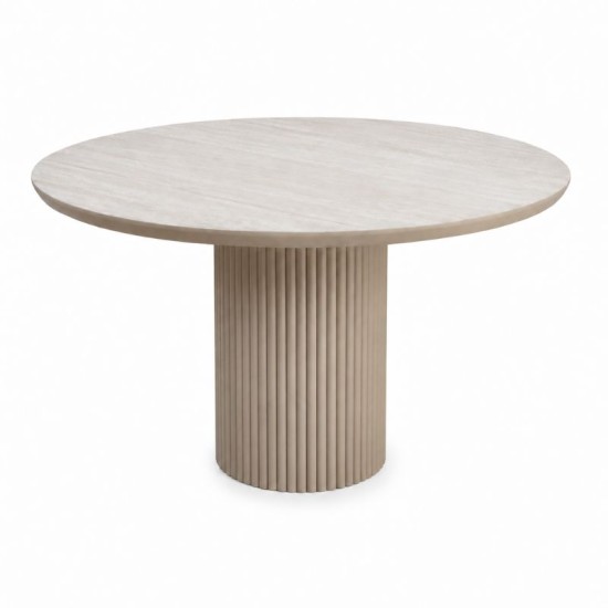 Τραπέζι Hazar  Mdf χρώμα travertine - sandstone Ø119,5x76εκ.