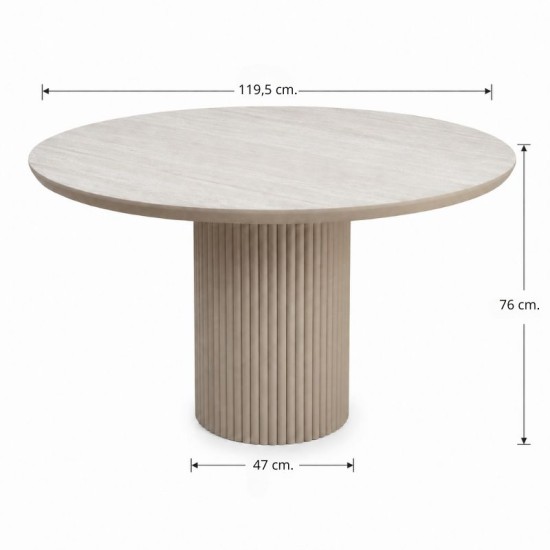 Τραπέζι Hazar  Mdf χρώμα travertine - sandstone Ø119,5x76εκ.