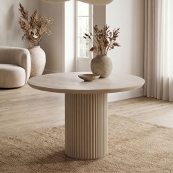 Τραπέζι Hazar  Mdf χρώμα travertine - sandstone Ø100,5x76εκ.