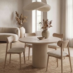 Τραπέζι Hazar  Mdf χρώμα travertine - sandstone Ø100,5x76εκ.