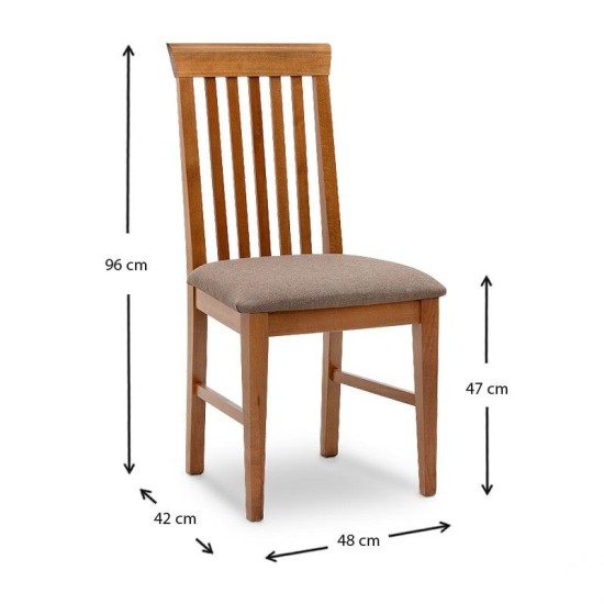 Καρέκλα τραπεζαρίας Francis  από μασίφ ξύλο οξιάς χρώμα καρυδί 48x42x96εκ.