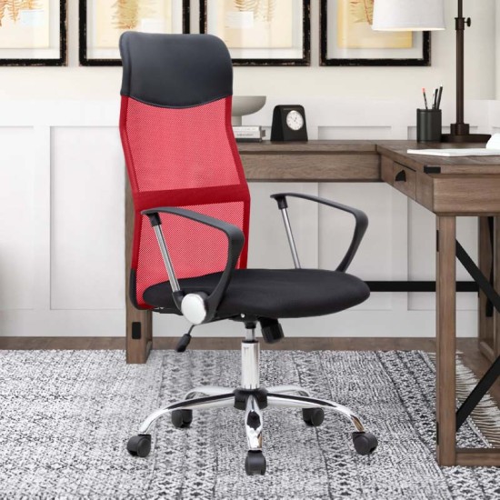 Καρέκλα γραφείου Marco Megapap με ύφασμα Mesh χρώμα κόκκινο - μαύρο 62x59x110/120εκ. - 0223106