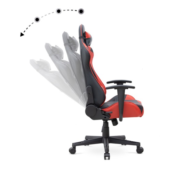 Καρέκλα γραφείου Gaming Alonso Megapap από τεχνόδερμα χρώμα κόκκινο - μαύρο 67x70x125/135 εκ. - 0223120