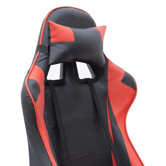 Καρέκλα γραφείου Gaming Alonso Megapap από τεχνόδερμα χρώμα κόκκινο - μαύρο 67x70x125/135 εκ. - 0223120