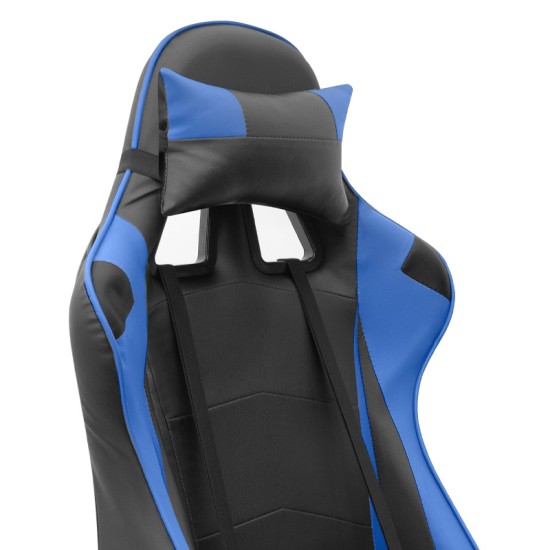 Καρέκλα γραφείου Gaming Alonso Megapap από τεχνόδερμα χρώμα μπλε - μαύρο 67x70x125/135 εκ. - 0223122